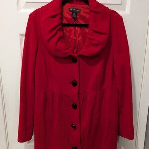 INC - Red Shawl Collar Coat – Petite L, Fully Lined, button front